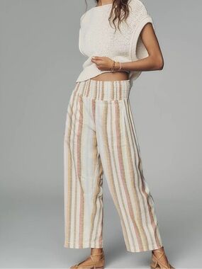 Anthropologie Reese Smocked Pull-On Barrel Pants by Pilcro